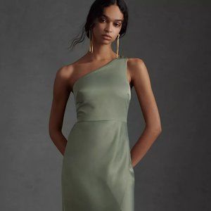 BHLDN Dylan One-Shoulder Dress Moss Size 12